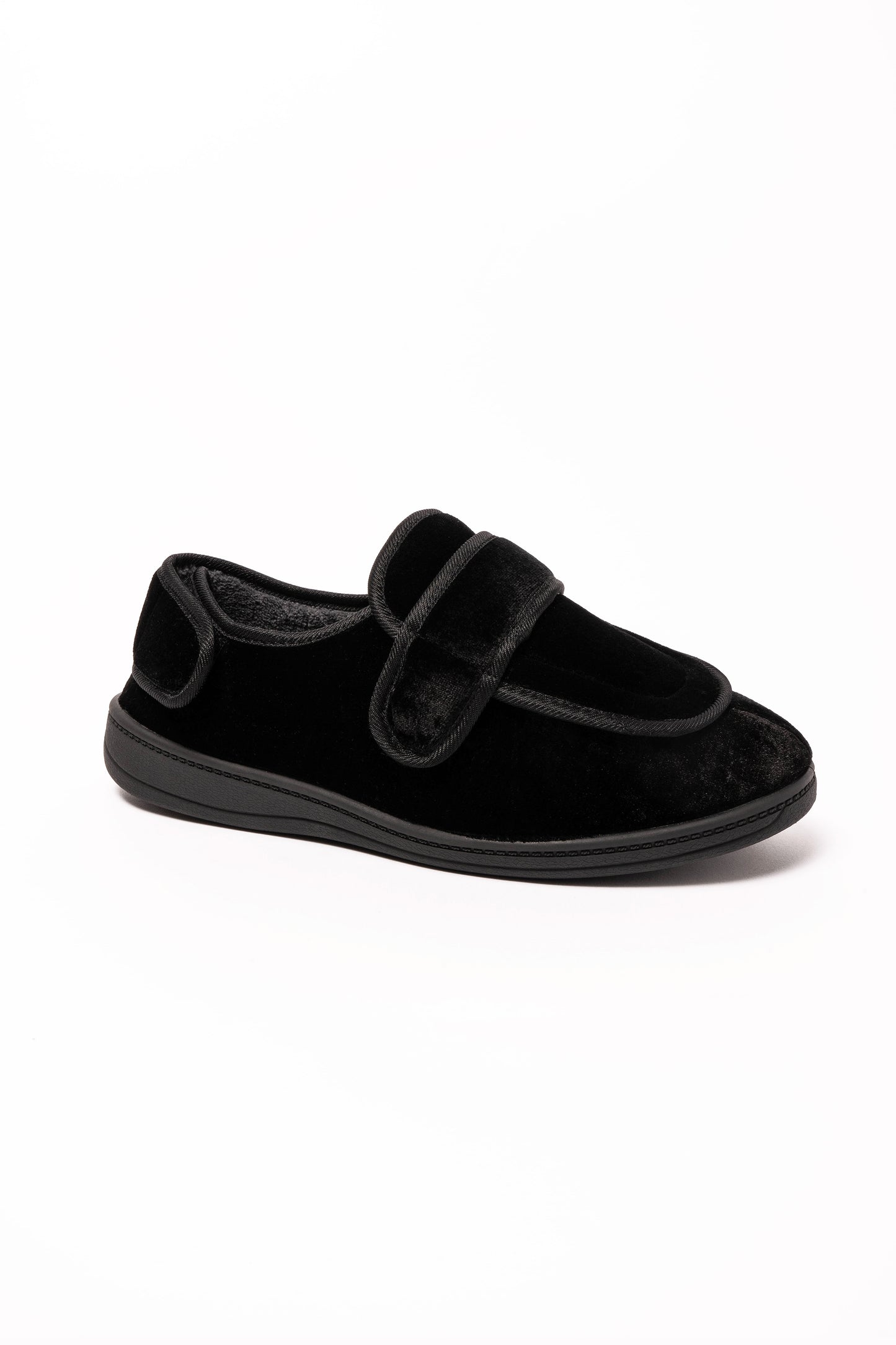 Burt Black Velour Grey Lining Slipper