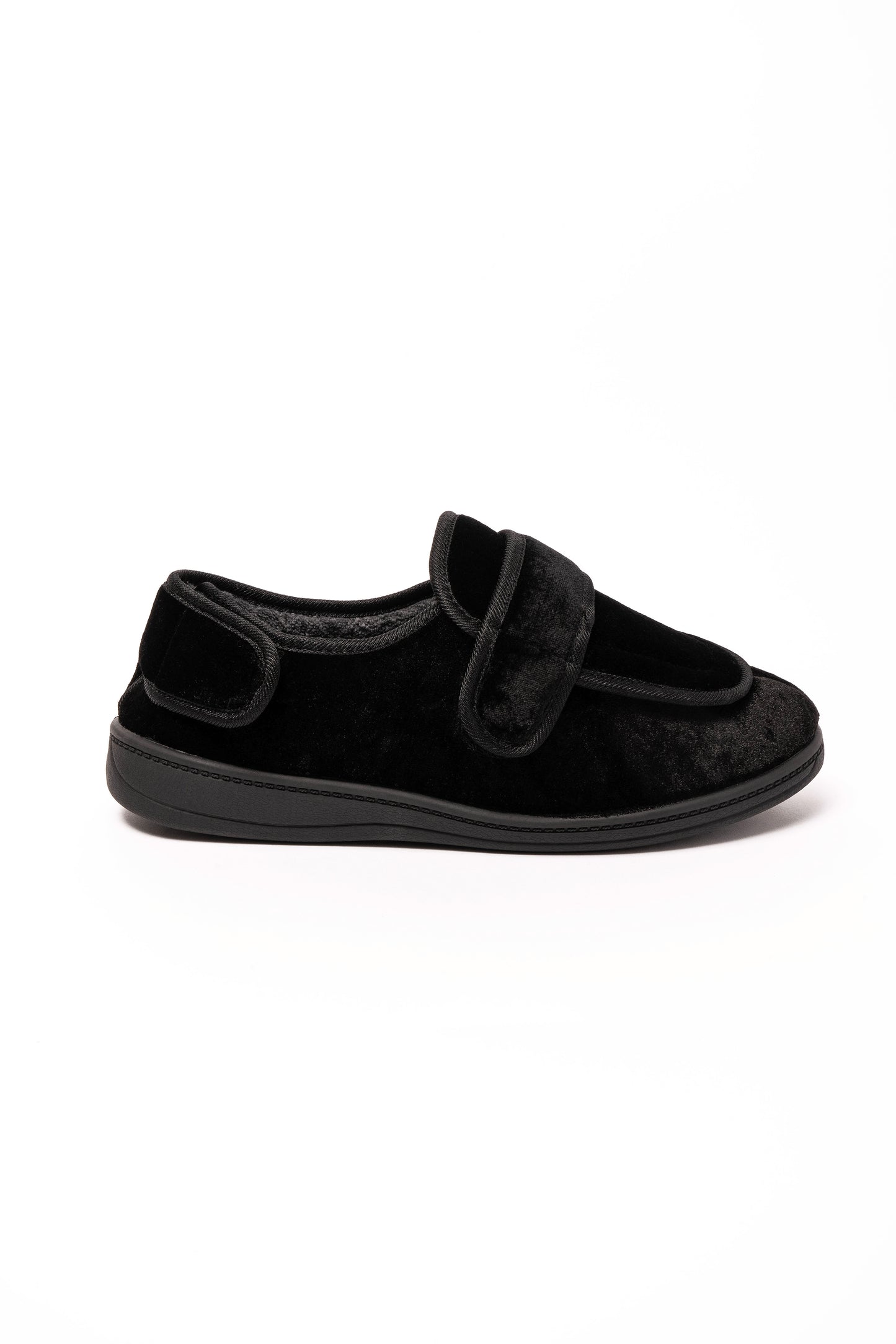 Burt Black Velour Grey Lining Slipper