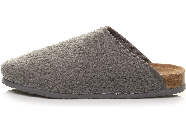 Jimmy Men Grey Curly Mule Slipper