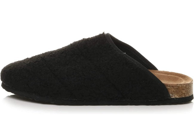 Jimmy Men Black Curly Mule Slipper