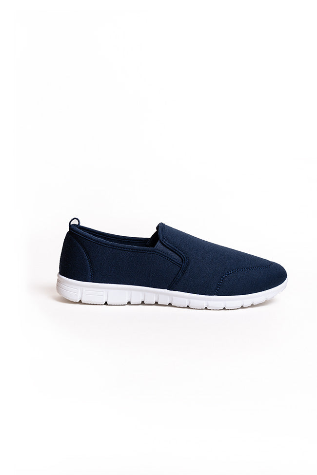 Roger Men Twin Gusset Navy Slip On Canvas Wholesale