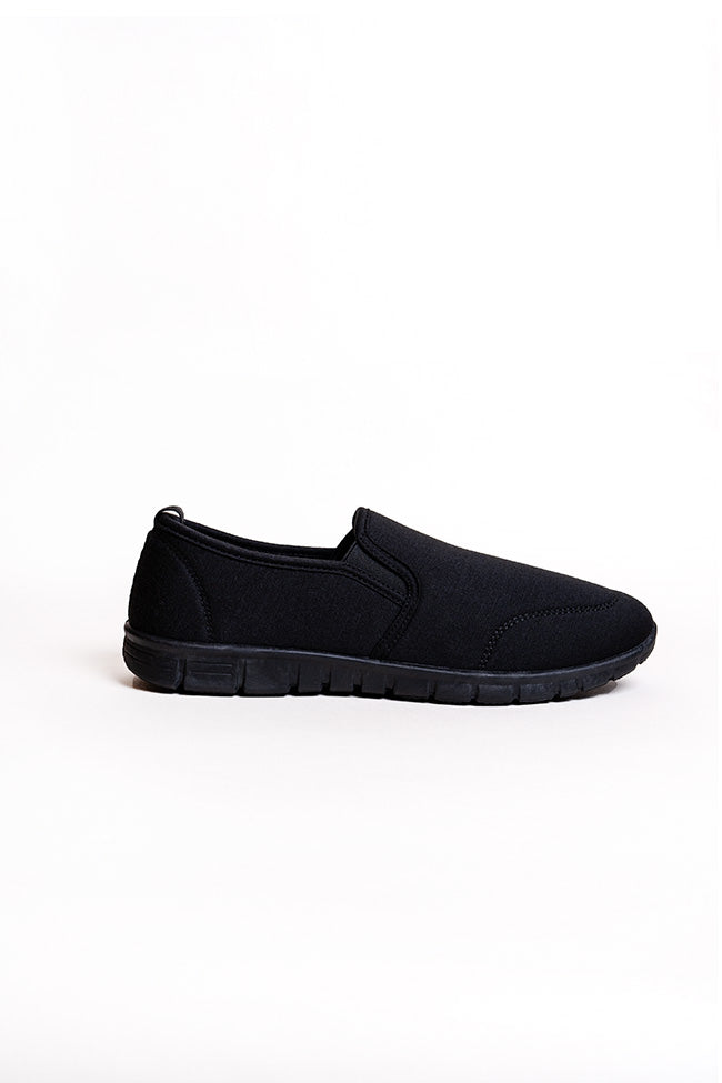 Roger Men Twin Gusset Black Slip On Canvas Wholesale