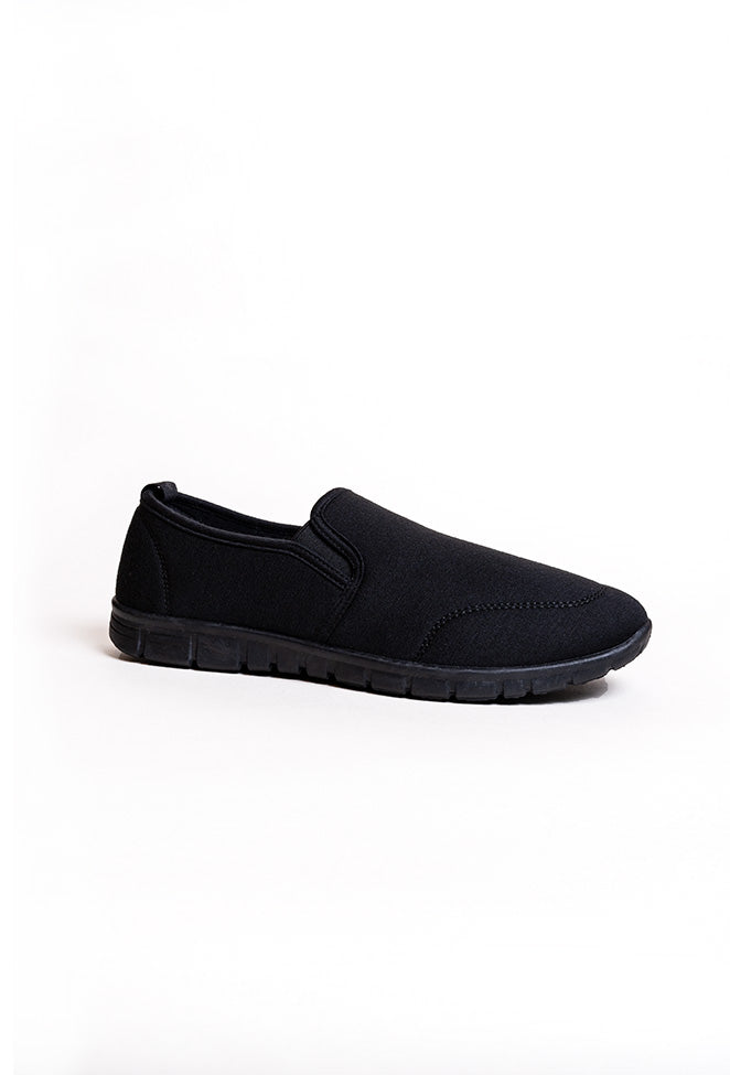 Roger Men Twin Gusset Black Slip On Canvas Wholesale
