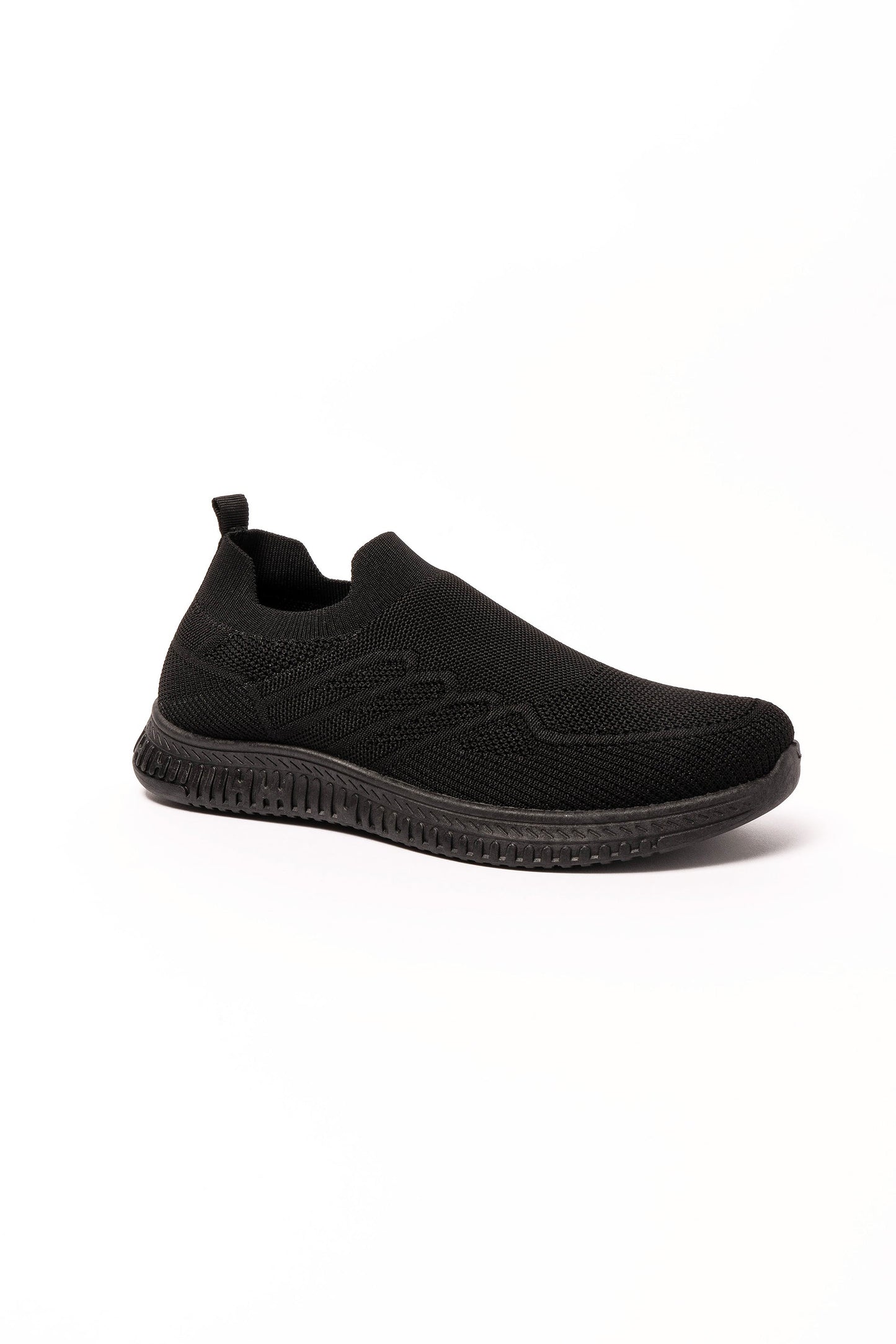 Luke Knitted Slip On Black Trainer