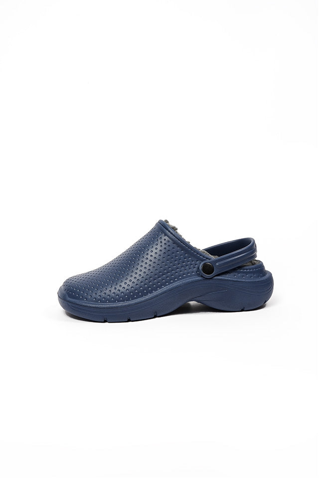 Wyatt Men Fur Lined Full Garden Clog Navy UK7-11