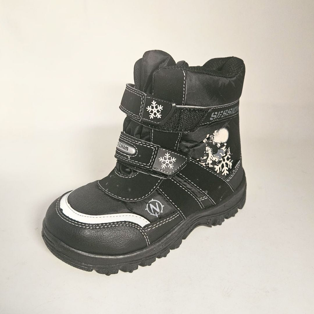 Kai Kids Touch Fasten Winter Black Boots Size 24-32 Wholesale