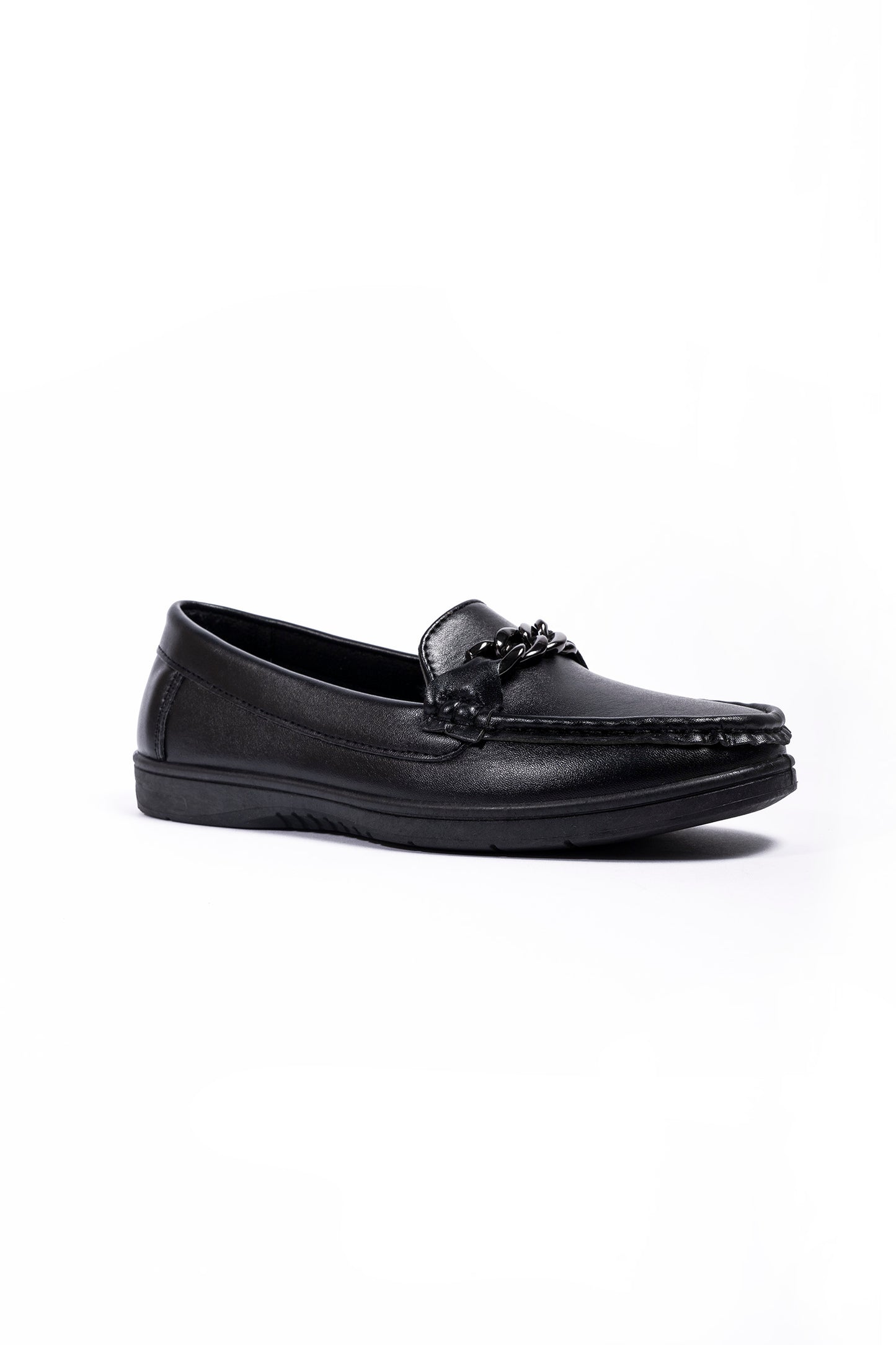 Cirila Ladies PU Black Slip On Loafers