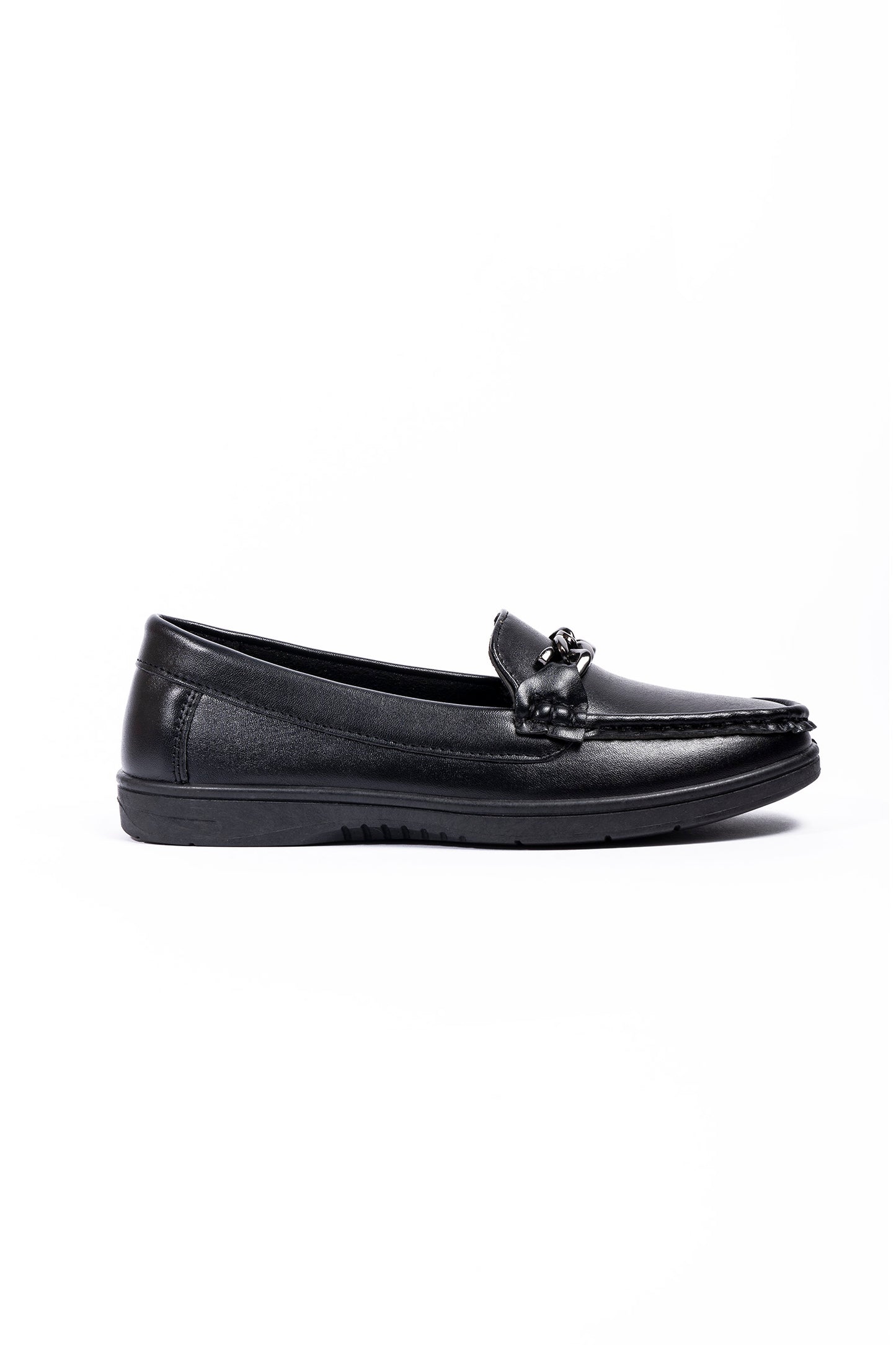 Cirila Ladies PU Black Slip On Loafers