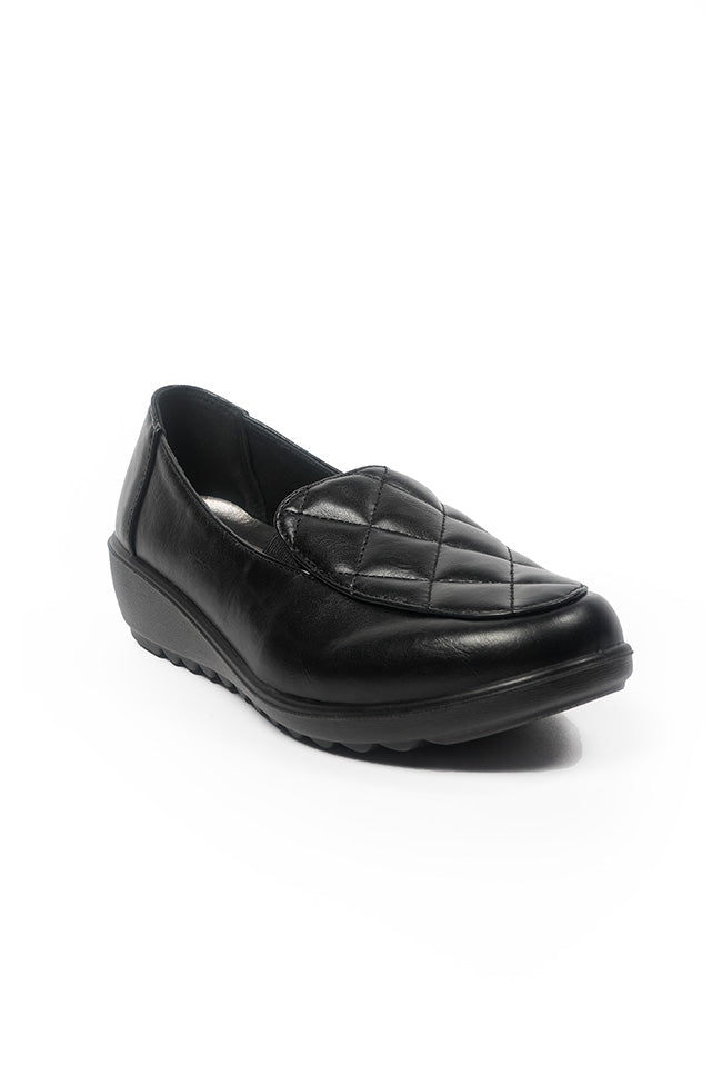 Helen Dr. Lightfoot Ladies Black Quilted Slip On Casual Shoe