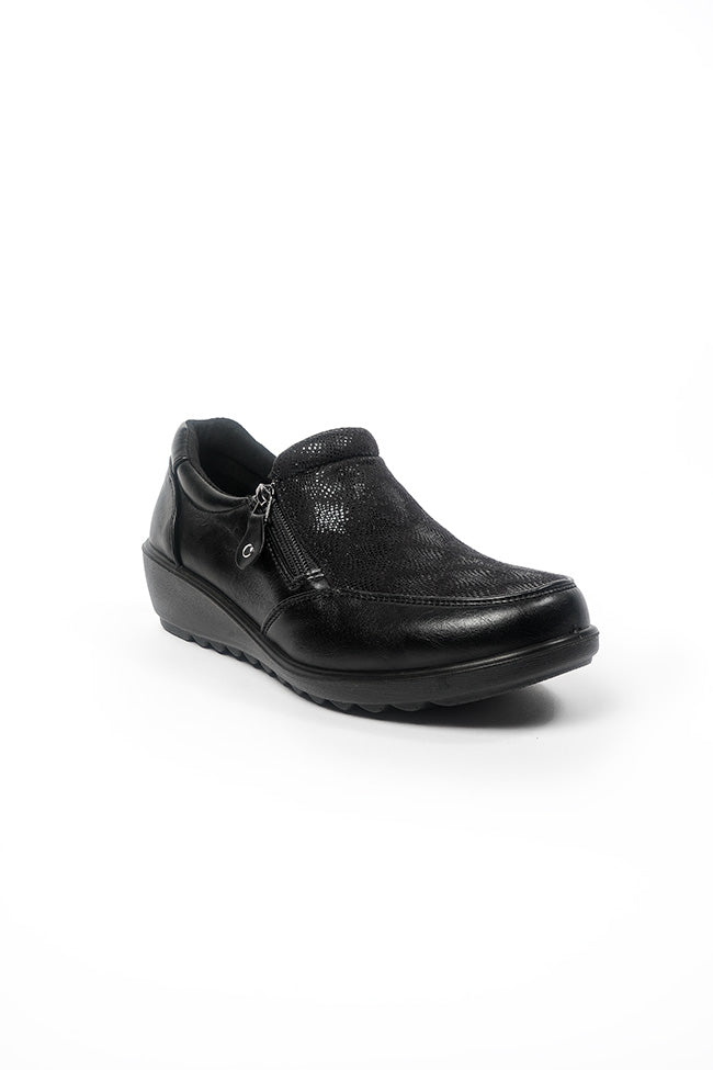 Elissa Dr. Lightfoot Black Ladies Twin Zip Casual Shoe