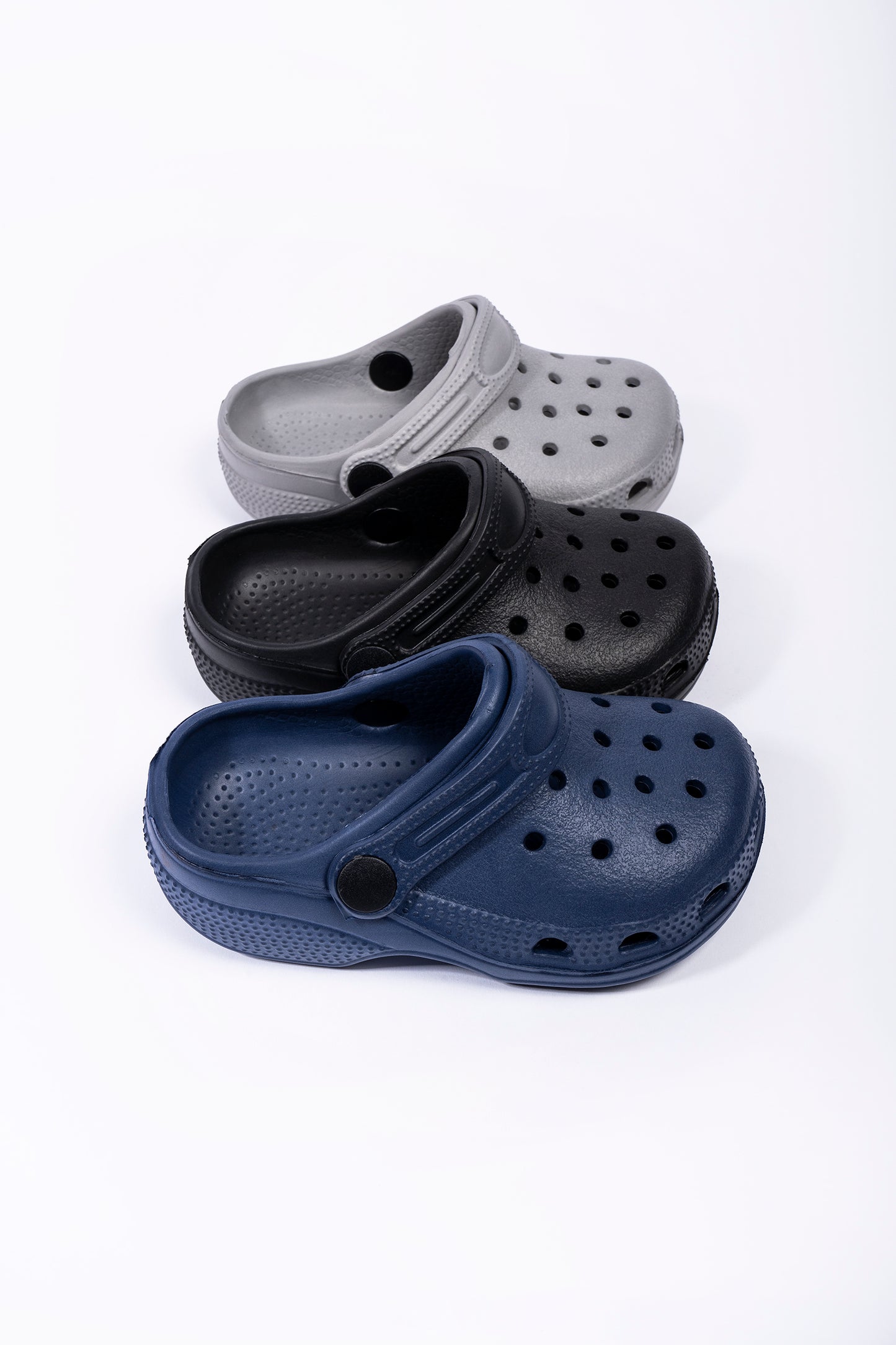 Danny Boys Black, Grey and Cobalt Blue Clogs Sizes 24-29