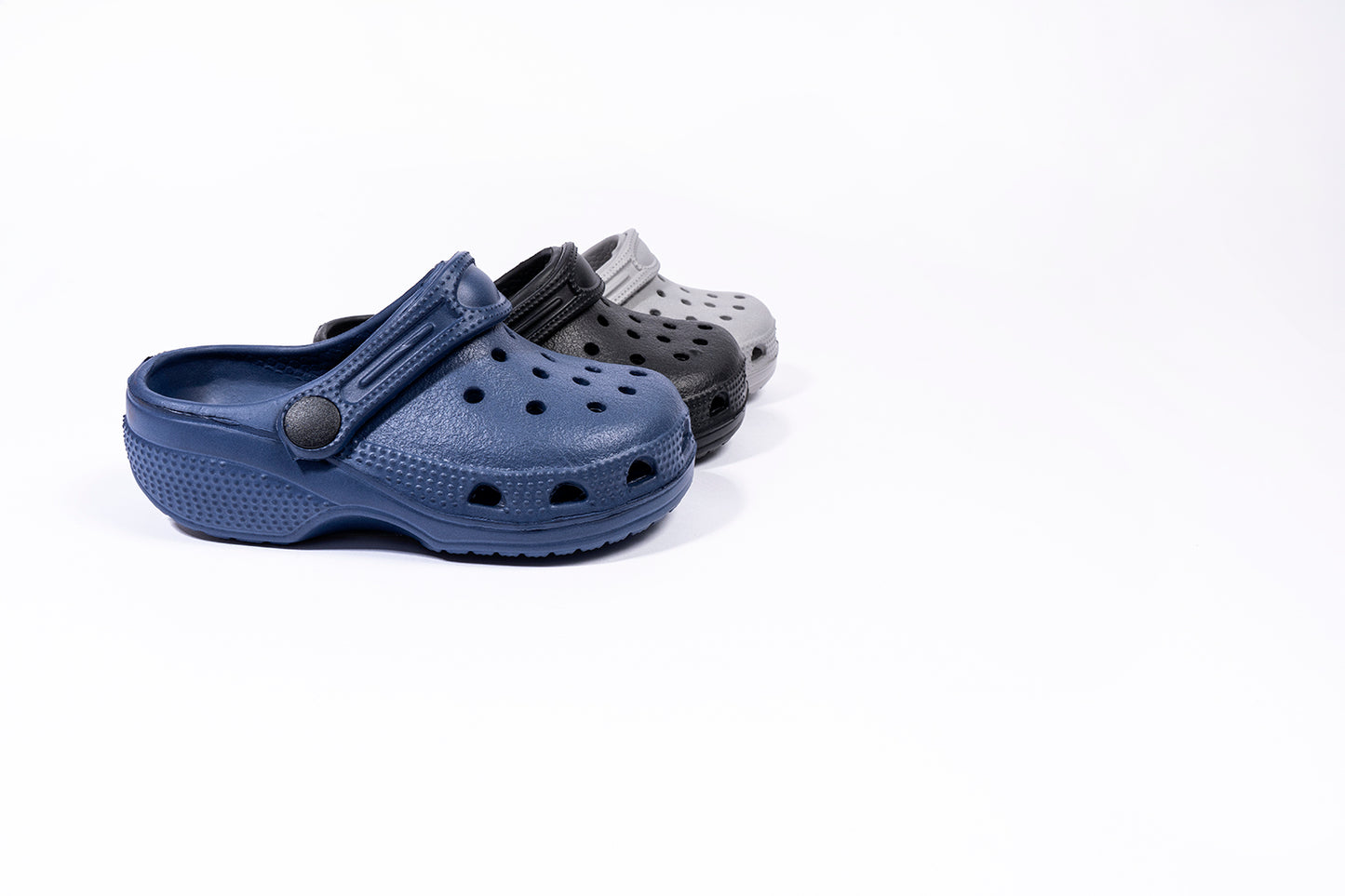 Danny Boys Black, Grey and Cobalt Blue Clogs Sizes 24-29