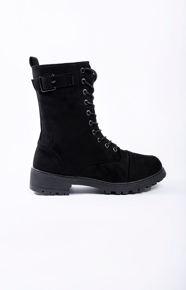 Luna Military Boot Black Microfibre