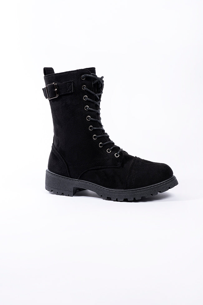 Luna Military Boot Black Microfibre