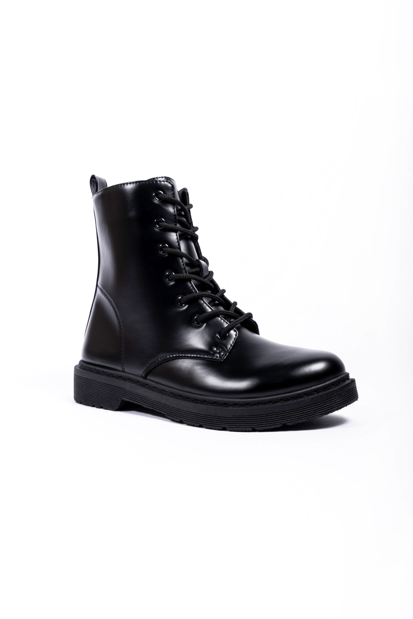 Lyanna Lace Up Black Matt Boot