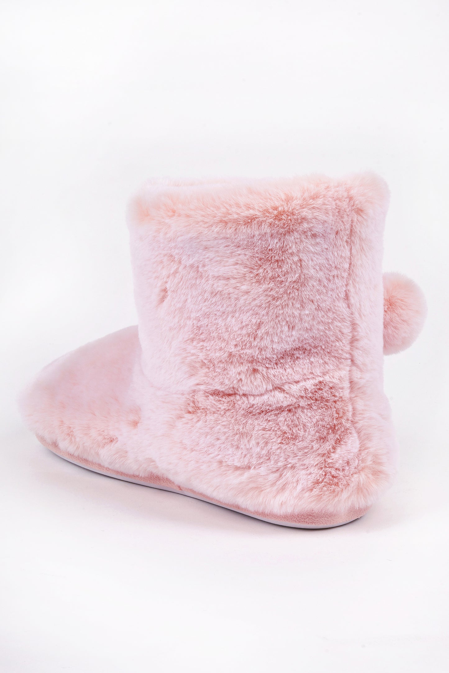 Lily Pink Fur Poms Fur Low Cut Bootee Slipper