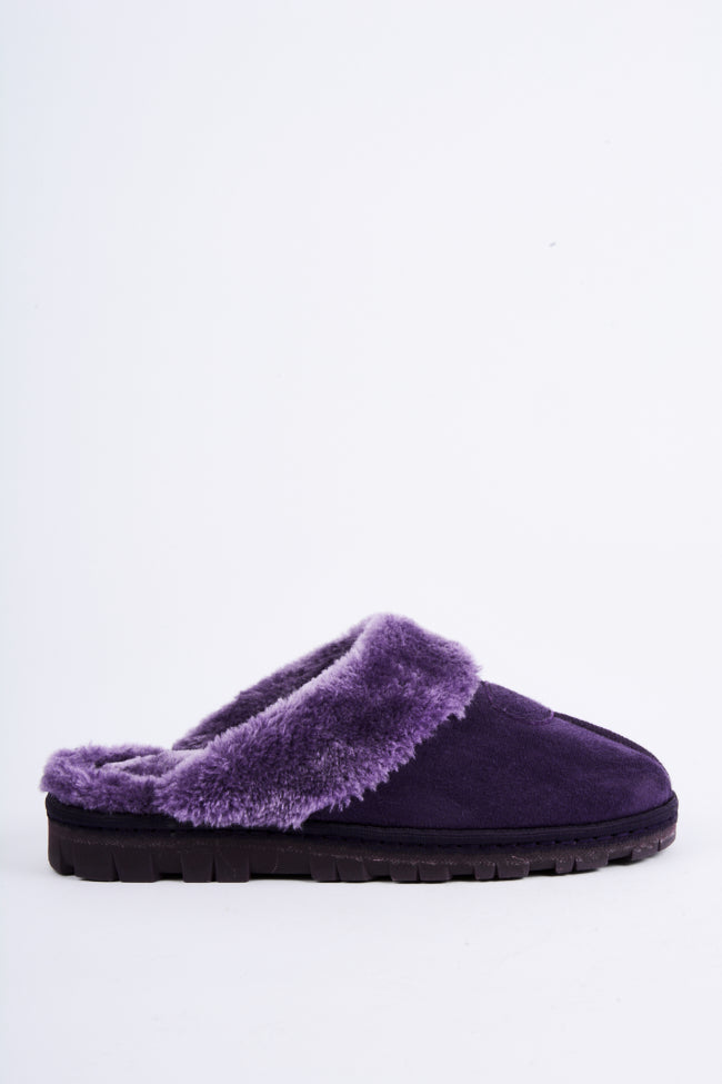 Natalie Purple C Seam Full Collar Mule Slipper
