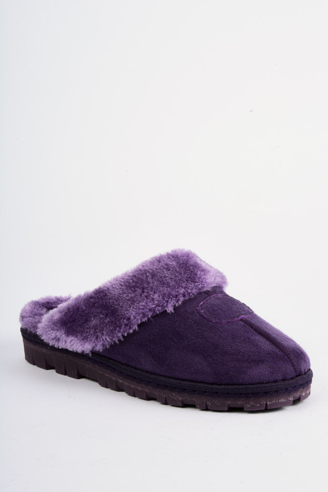 Natalie Purple C Seam Full Collar Mule Slipper