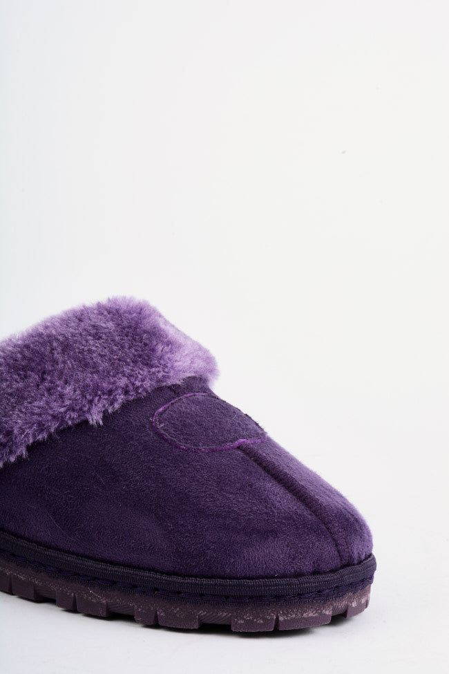 Natalie Purple C Seam Full Collar Mule Slipper