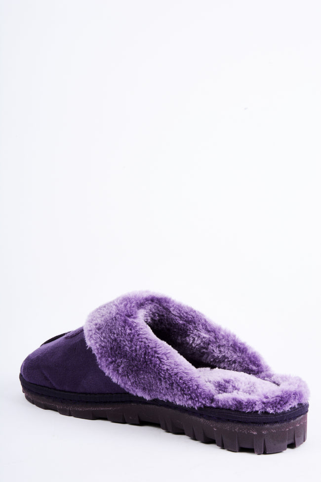 Natalie Purple C Seam Full Collar Mule Slipper