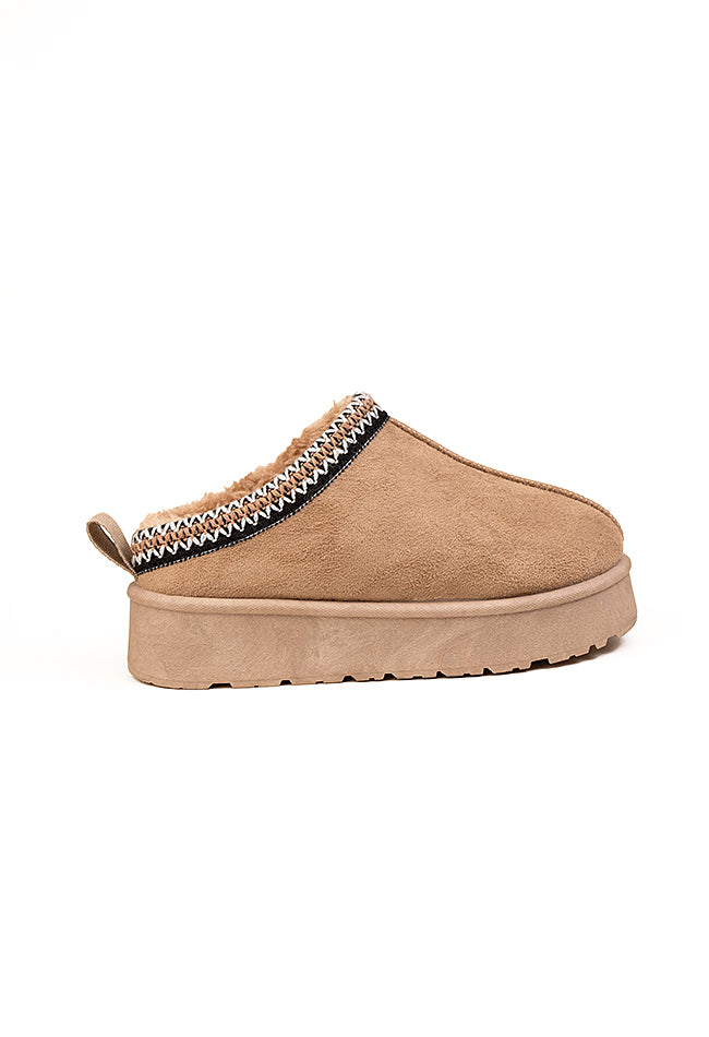 Heidi Ladies Platform Braided Khaki Slipper Wholesale