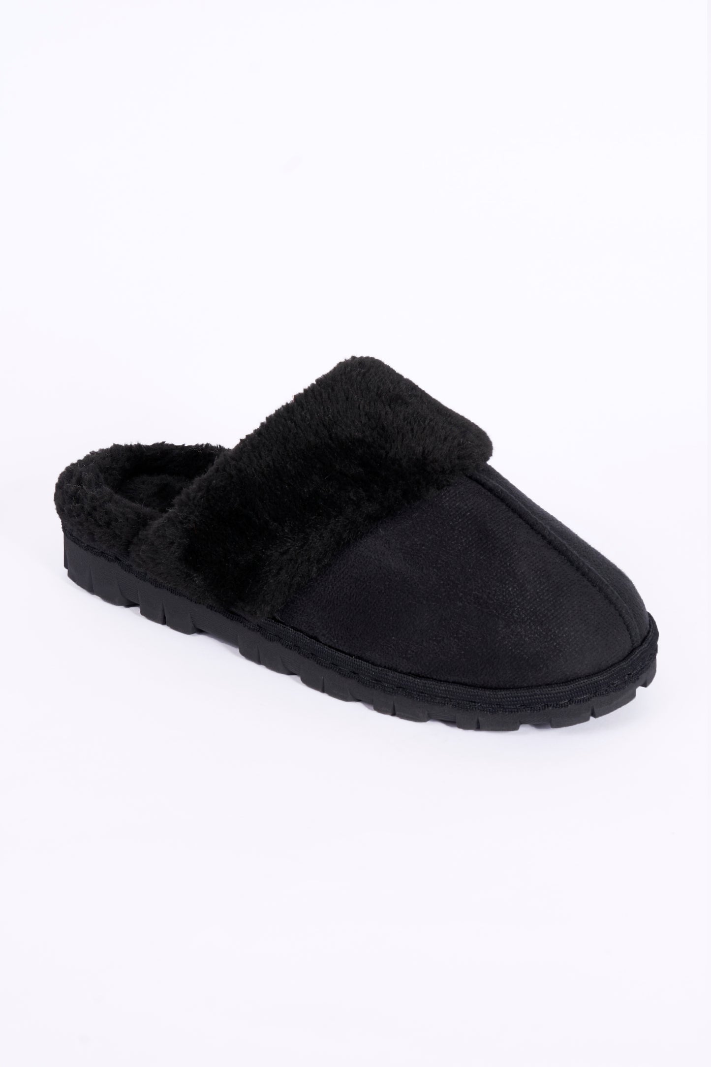 Eden Black C Seam Full Collar Mule Slipper