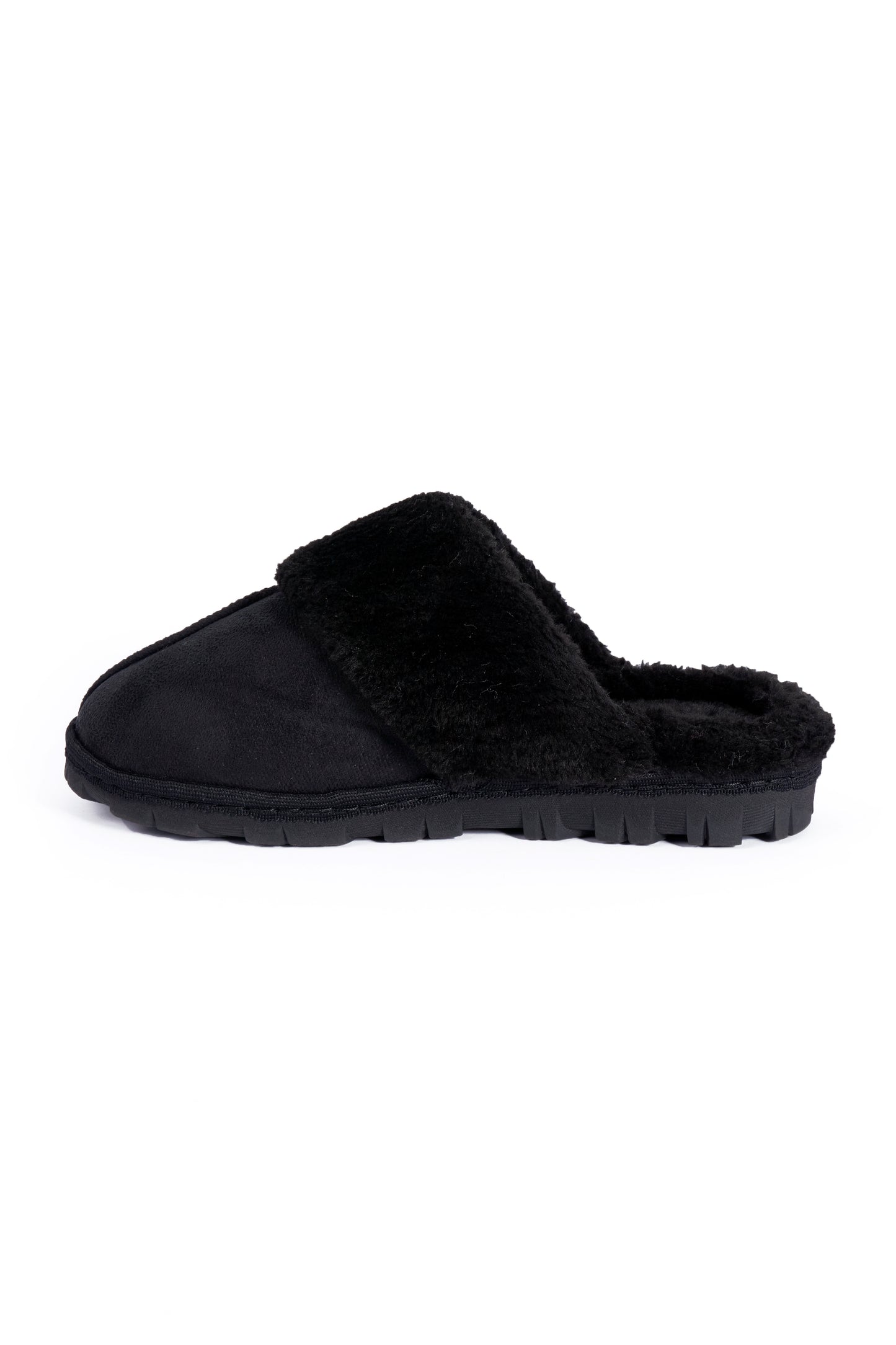 Eden Black C Seam Full Collar Mule Slipper