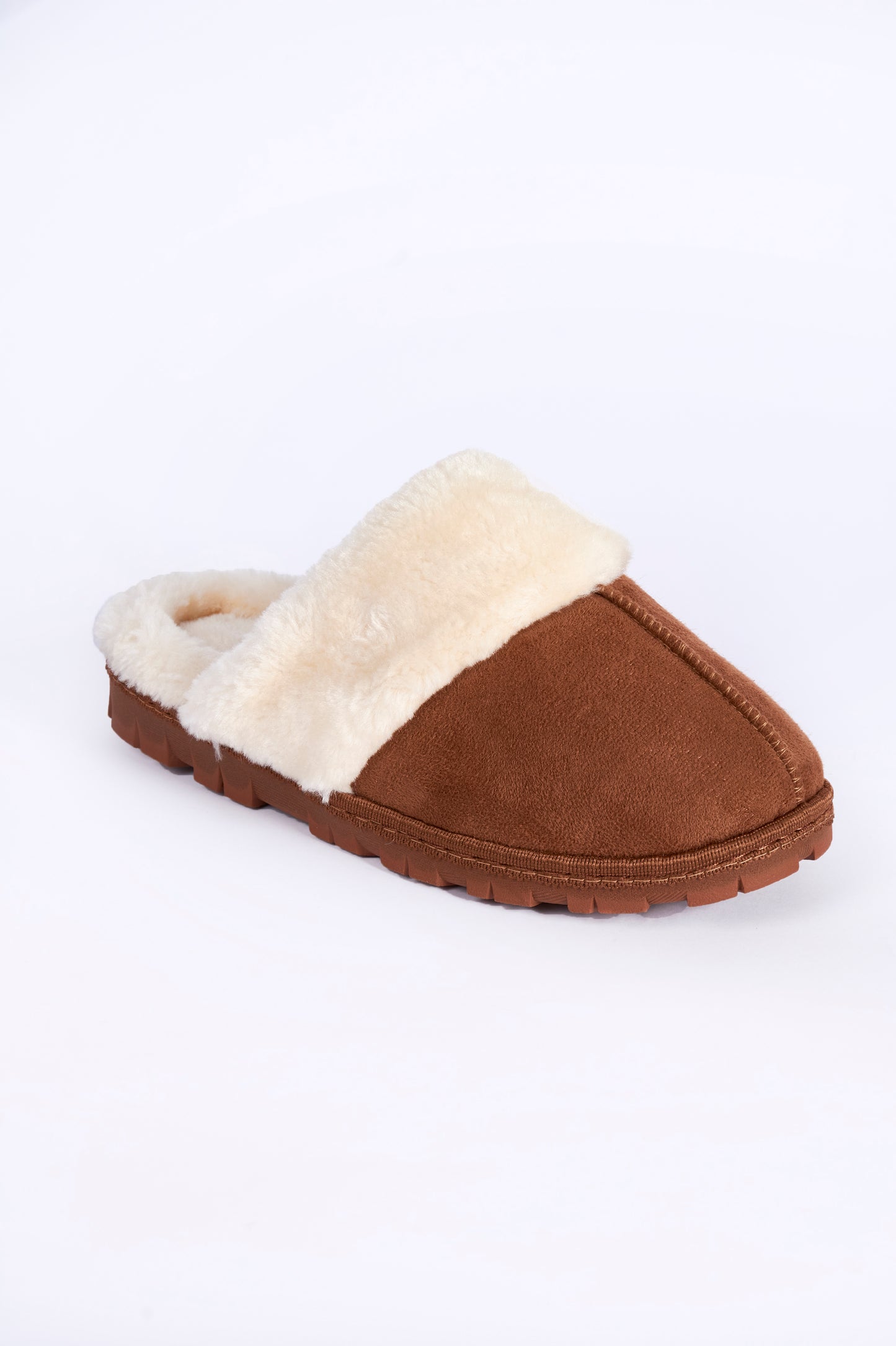 Eden Chestnut C Seam Full Collar Mule Slipper