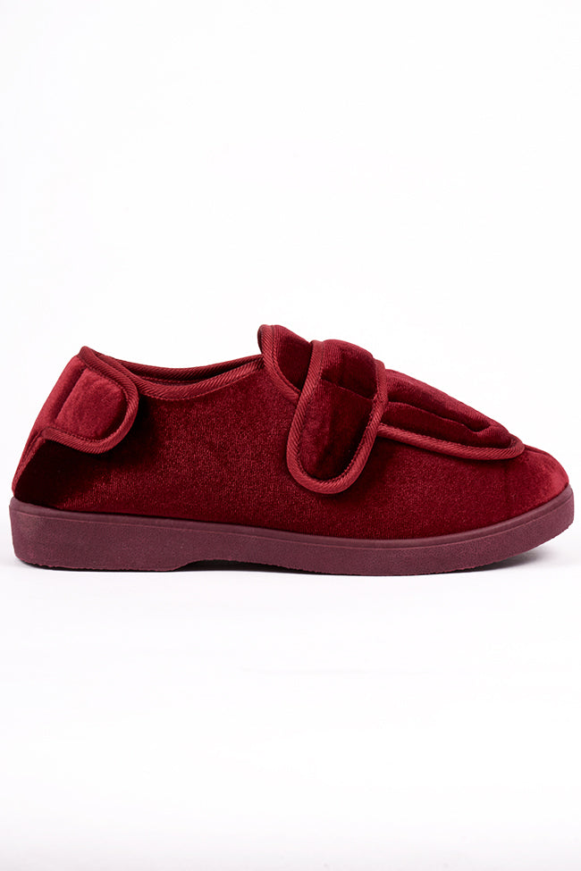 DIABETIC LADIES SLIPPERS BURGUNDY