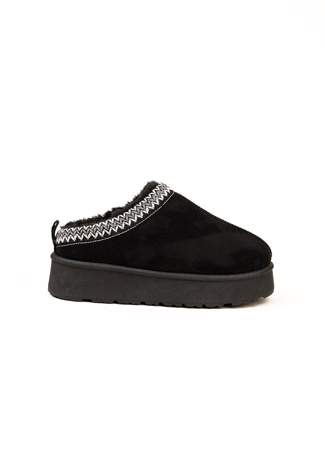 Heidi Ladies Platform Braided Black Slipper Wholesale