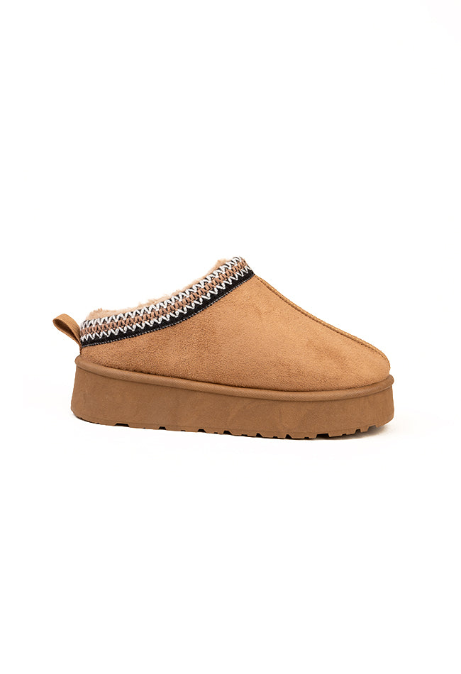 Heidi Ladies Platform Braided Chestnut Slipper Wholesale