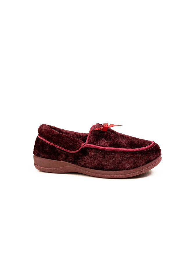 Veronica Dr. Lightfoot Velour Bow Bucket Slipper Navy & Burgundy