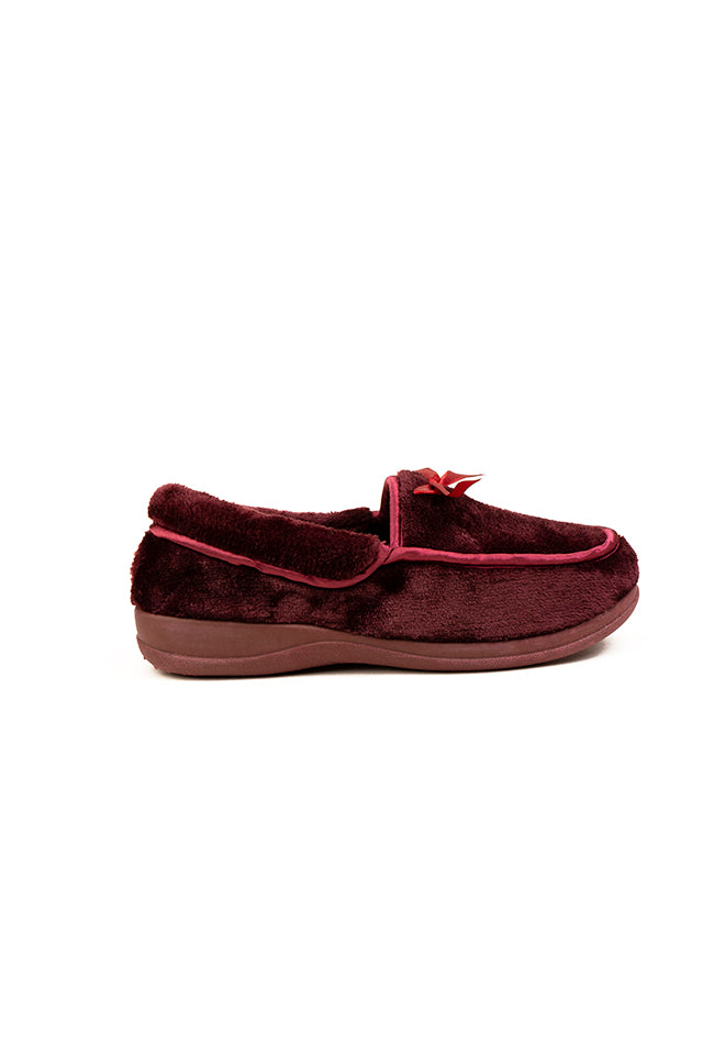 Veronica Dr. Lightfoot Velour Bow Bucket Slipper Navy & Burgundy
