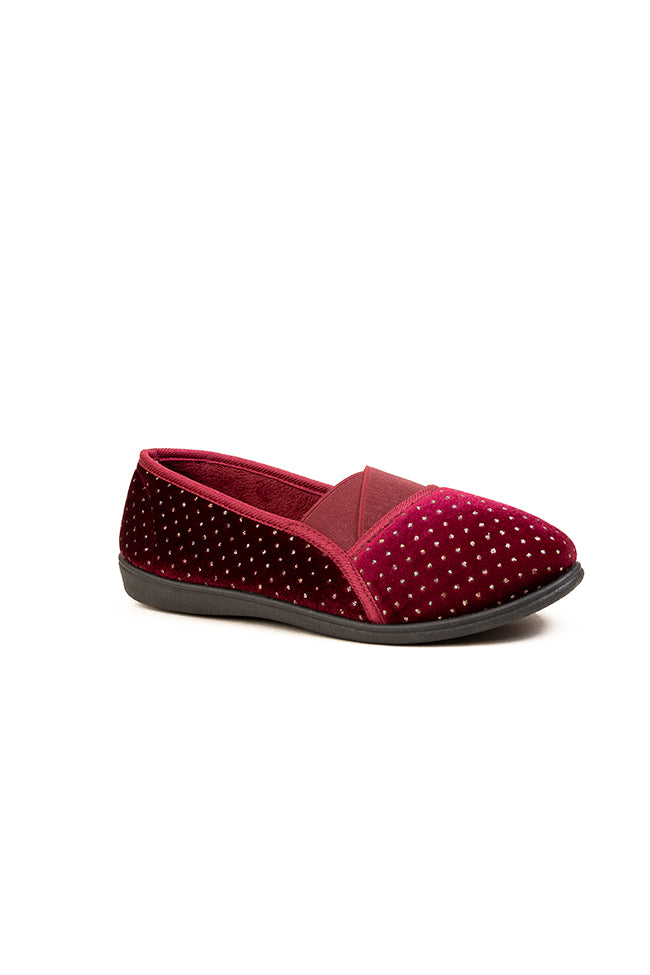 Poppy Dr. Lightfoot Velour Pearl Cut Burgundy Slipper