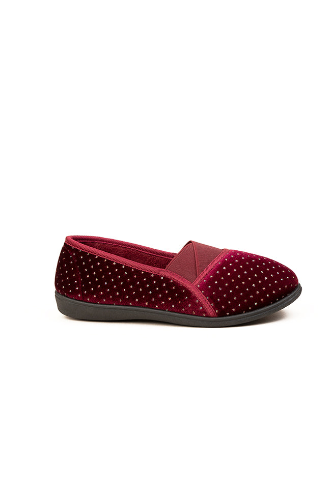 Poppy Dr. Lightfoot Velour Pearl Cut Burgundy Slipper