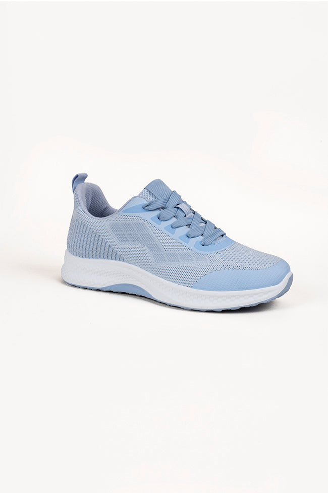 Maureen Ladies Lace Up Light Blue Trainer