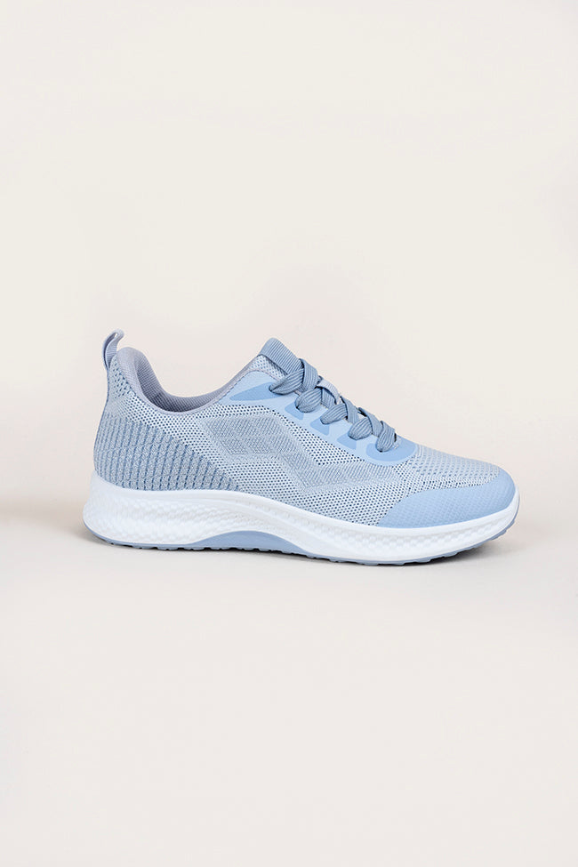 Maureen Ladies Lace Up Light Blue Trainer