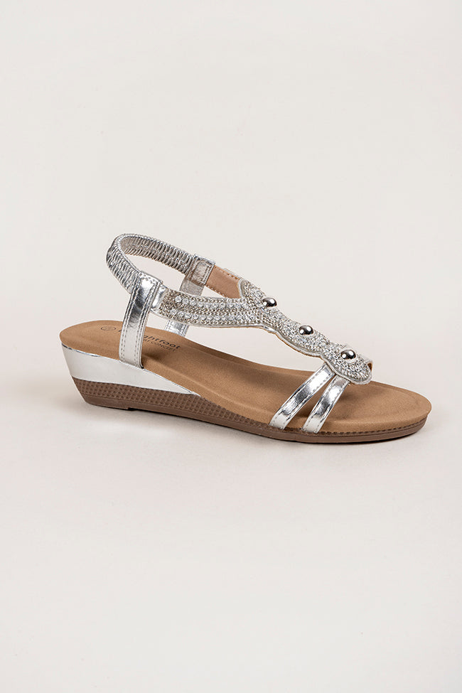 Sienna Silver Diamanti Sandal with Pearls