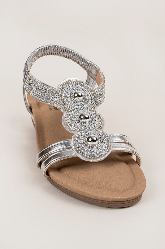 Sienna Silver Diamanti Sandal with Pearls