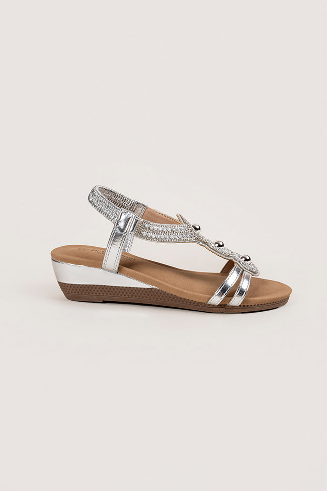 Sienna Silver Diamanti Sandal with Pearls