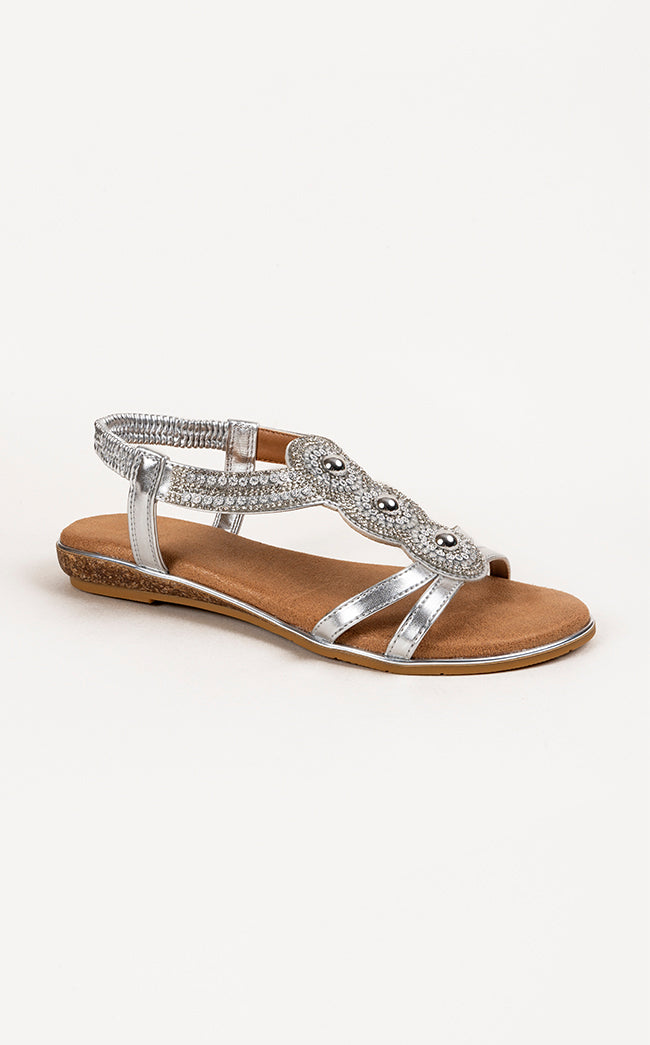 Rose Diamanti Silver Ladies Sandal