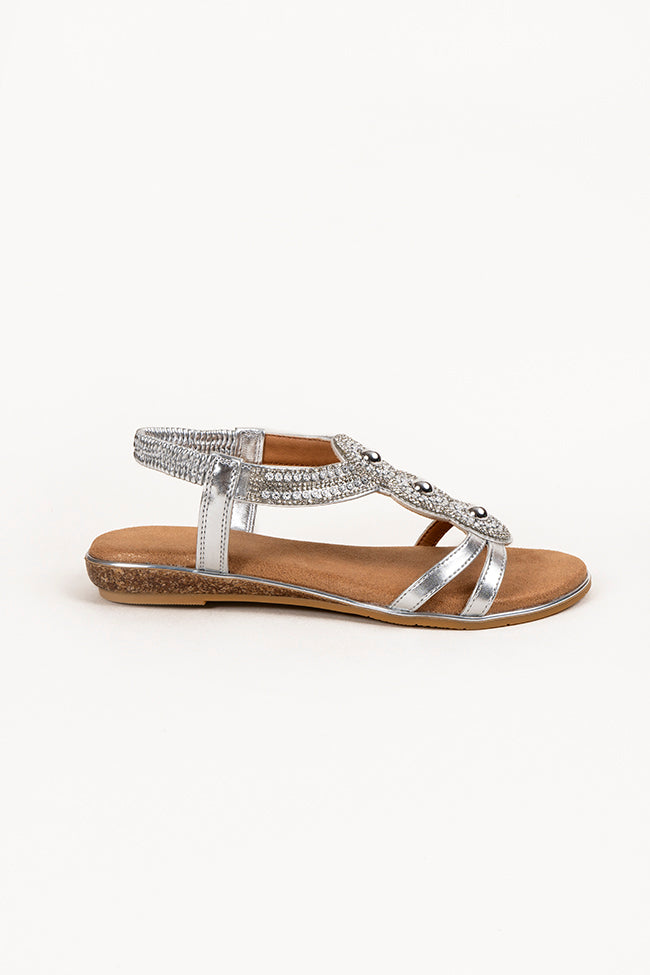 Rose Diamanti Silver Ladies Sandal