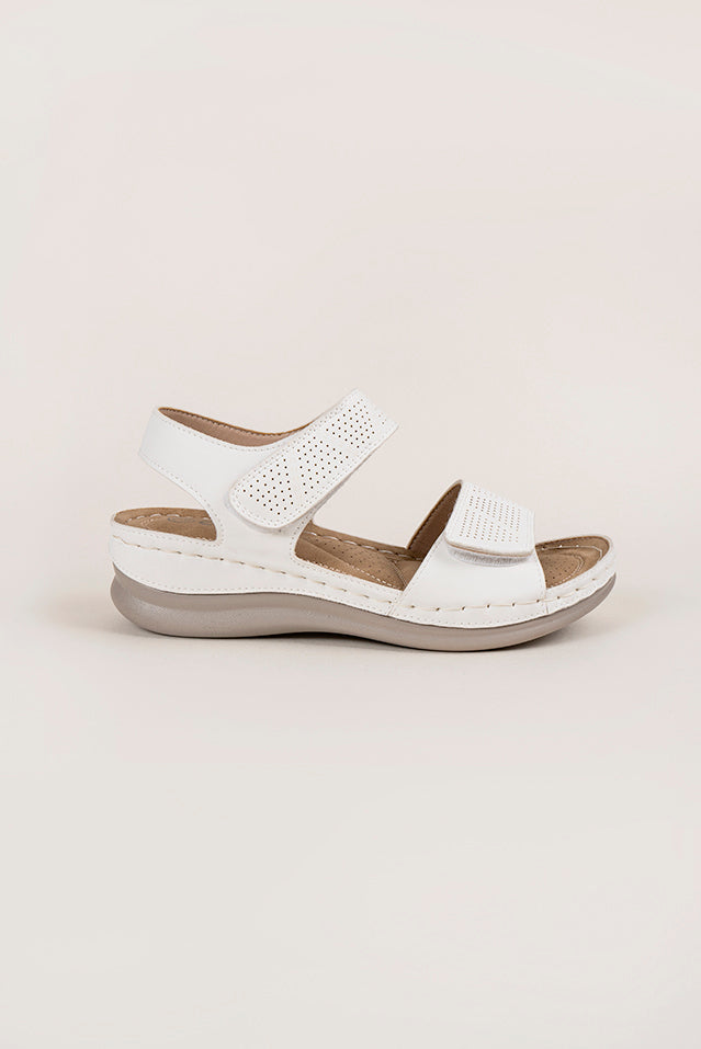 Ruby Adjustable Straps White Ladies Sandals