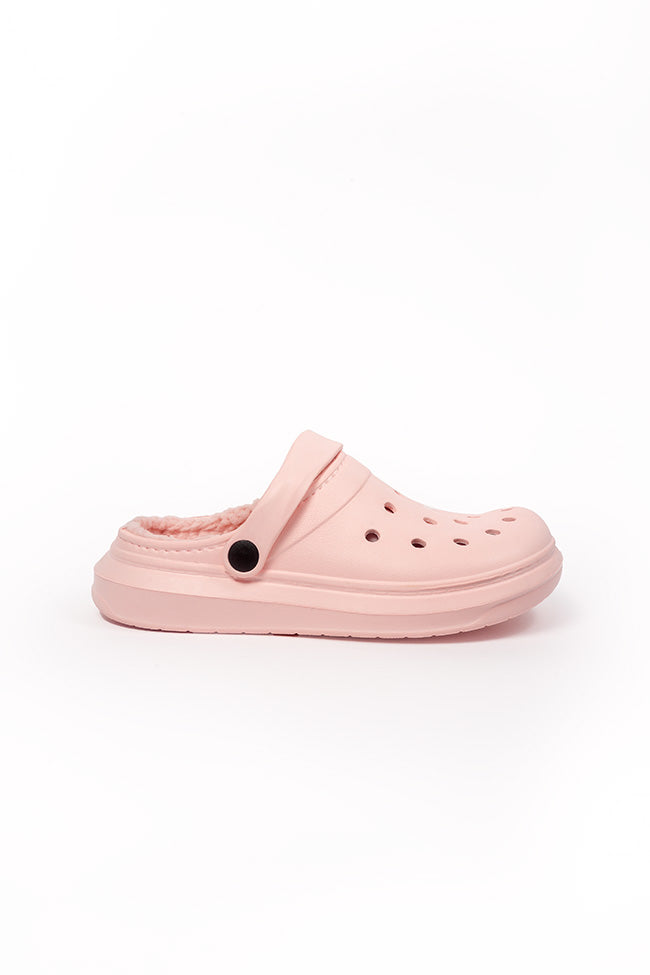 Harriet Ladies Fur Lined Pink Clogs