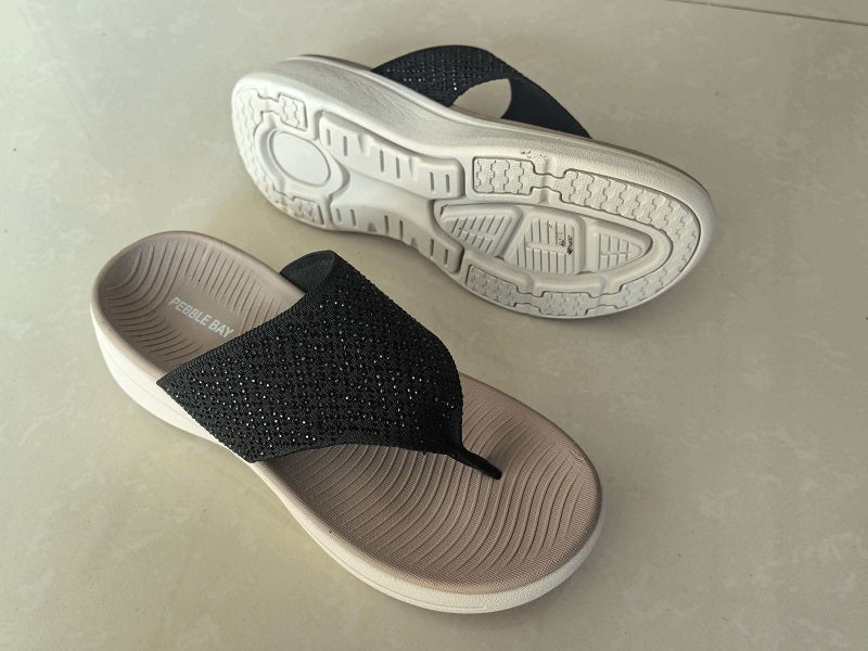 Hallie Toe Post Ladies Black Sandal