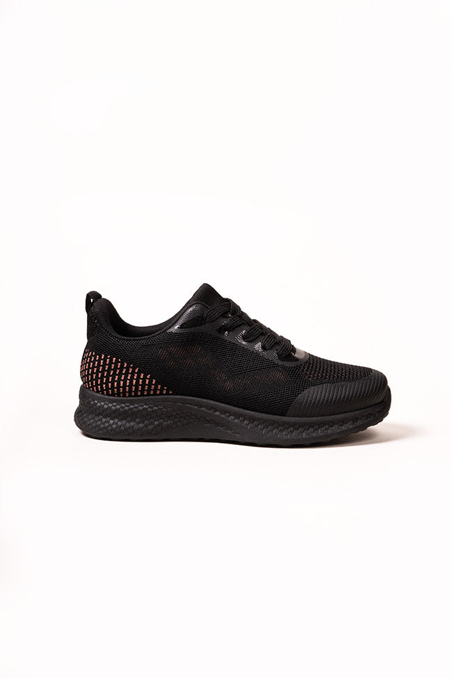 Maureen Ladies Lace Up Black Trainer