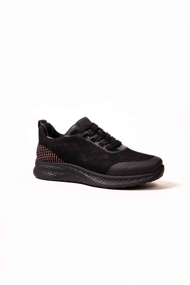 Maureen Ladies Lace Up Black Trainer