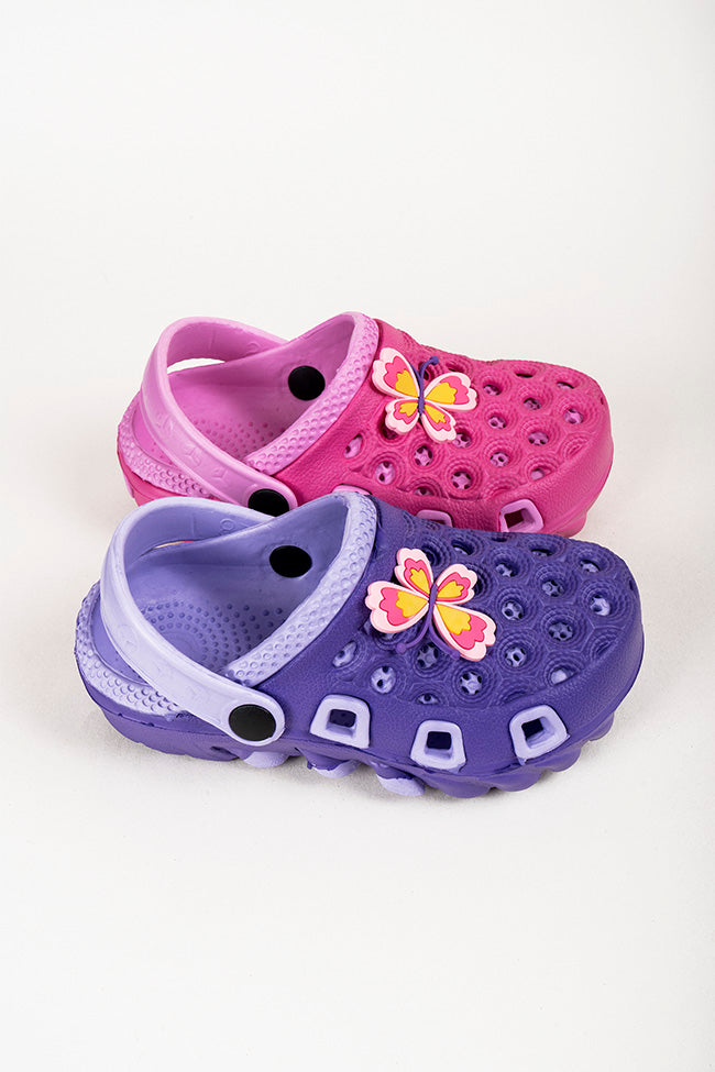 Daisy Girls Pink and Purple Prepacked Clogs Size 24-29