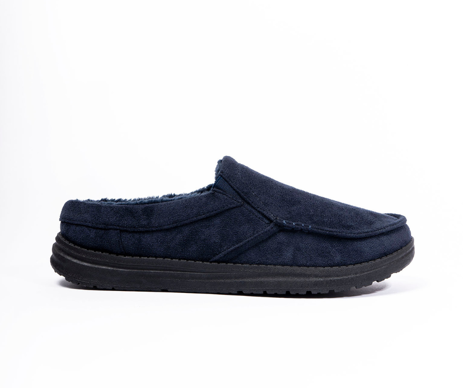 Mark Navy Microfibre Twin Gusset Apron Mule Men Slipper