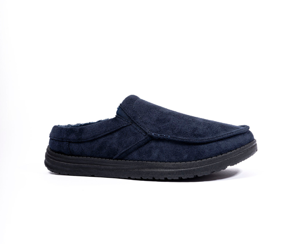 Mark Navy Microfibre Twin Gusset Apron Mule Men Slipper